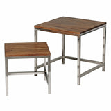 Wohnling WL1.308 Sheesam Tables d'appoint en Bois Massif 45 x 45 cm et 35 x 35 cm