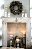 dekorie67 Console de cheminée Cheminée décorative Manteau de cheminée en bois blanc antique prêt à l'emploi