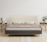 DHOME Tête de lit en Lin Naturel uni avec Bordures Tête de lit rembourrée Chambre à Coucher Moderne Top Trending (Beig, 160x105cm avec Pieds (Lits 150/160))