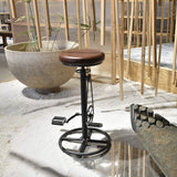 Tabouret de vélo pivotant industriel, siège en cuir PU et chaise de barre de fer, tabouret de bar design de vélo, réglable en hauteur, repose-pieds de pédale de vélo