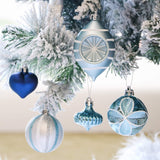 Valery Madelyn 70pcs Boules de Noël Ornements 3-6cm, décoration de Boules de Noël incassables en Plastique Bleu et Argent, Cadeaux de pendentifs de Sapin de Noël (souhaits d'hiver)