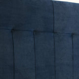 marcKonfort Tête de lit tapissée Napoles 140X100 cm Bleu, pour Couchage de 140, Velours, Pieds en Bois, quaincaillerie Incluse.