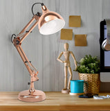 BRUBAKER - Lampe de bureau/de table - Bras articulé réglable - Design industriel/classique - Métal - Hauteur jusqu'à 53 cm - Cuivré
