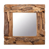 DESIGN DELIGHTS Miroir Mural "Beachside" | en racine bois de Teck Verre, 50,8 x 50,8 cm |