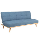 marcKonfort Canape lit Clic Clac 3 Places RIMEN Bleu tapissé en tisu 100% Polyester, Pieds en Bois