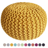 casamia Pouf en Tricot pour Pouf - Coussin de Sol Rond - Pouf en Tricot - Diamètre 45 cm - Hauteur 30 cm, Jaune Soleil