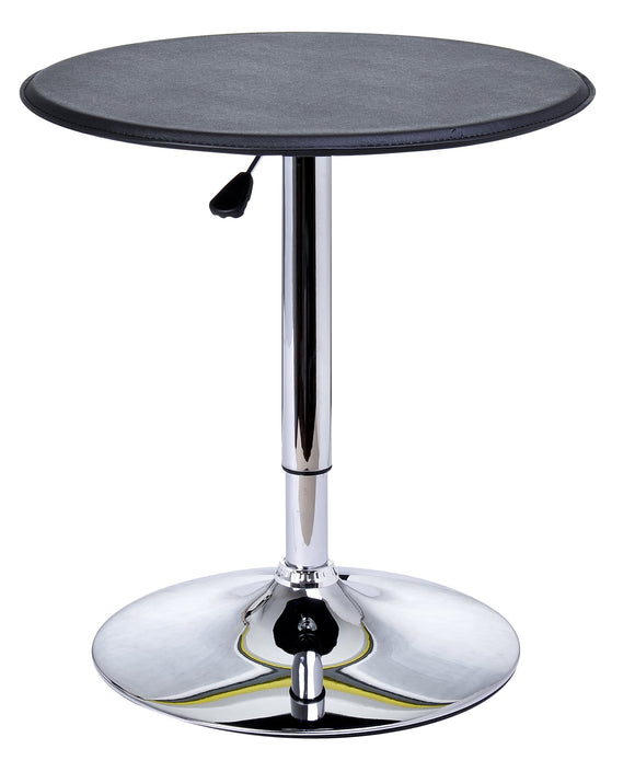 Table de bar table bistrot chic style contemporain table ronde hauteur réglable 67-93 cm Ø 63 cm métal chromé PVC noir