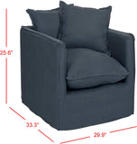 Safavieh SEU4651A Adeline Fauteuil Lin Bleu Foncé 75 x 84 x 65,02 cm