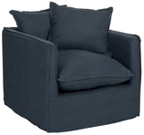 Safavieh SEU4651A Adeline Fauteuil Lin Bleu Foncé 75 x 84 x 65,02 cm