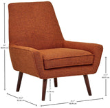Marque Amazon - Rivet Jamie - Chaise d'appoint à accoudoirs bas, style années 1950, L 79 cm L, Orange brûlé