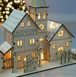 WeRChristmas 28 cm en Bois Grand Modèle scène de l'église Décoration de Noël illuminé avec 4 LED Blanc Chaud