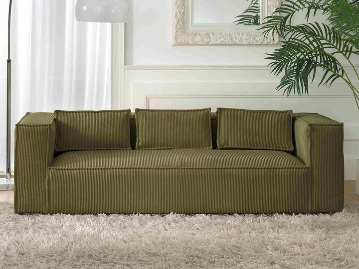 Lisa Design - Stella - canapé Fixe 3 Places - en Velours côtelé - Style Contemporain - Vert Lisa Design - Stella - canapé Fixe 3 Places - en Velours côtelé - Style Contemporain - Vert