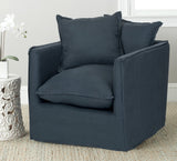 Safavieh SEU4651A Adeline Fauteuil Lin Bleu Foncé 75 x 84 x 65,02 cm