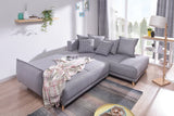 Bobochic Lena - Canapé scandinave d'angle Droit - Gris Clair - 236x90x190cm