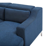 Canapé d'angle en Velours Bleu Marine GLOSLI
