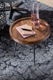 FineBuy Table d'appoint Rond 46 x 40 x 46 cm Sheesham Bois Massif métal Table Basse | Style Industriel Bois véritable Table de Salon | Table en Bois Jambes métalliques | Add on Table Table décorative