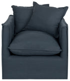 Safavieh SEU4651A Adeline Fauteuil Lin Bleu Foncé 75 x 84 x 65,02 cm