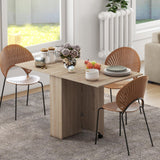 HOMCOM Table à Manger Pliante Mobile sur roulettes avec 2 Plateaux rabattables et 2 étagères intégrées - 140 x 80 x 74 cm Naturel