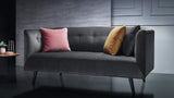 BOBOCHIC PARIS Canapé 3 Places Fixe avec coussins Gris Anthracite, 225 x 93 x 77 cm